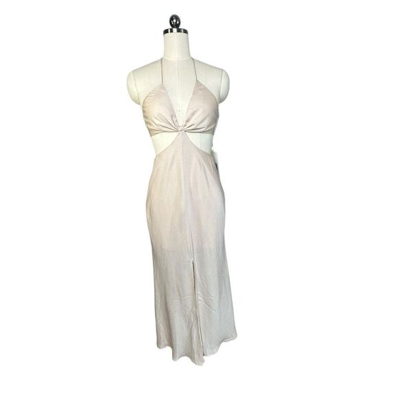 Saints and Secrets Nude Satin Cut Out Maxi Dress | Size S - Picture 3 of 13